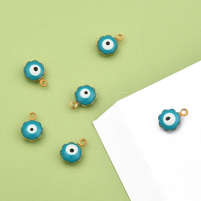 Golden Tone Brass Enamel Charms KK-Q571-05E-1