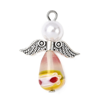 Handmade Millefiori Glass Pendants PALLOY-JF04573-01-1