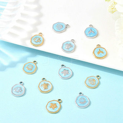 6Pcs 6 Styles 304 Stainless Steel Pendants STAS-YW0011-12G-1