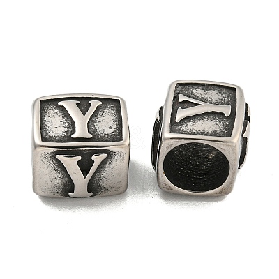 316 Surgical Stainless Steel with Rhinestone Large Hole Cube Beads STAS-Q326-08AS-01-1