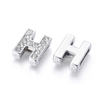 Alloy Initial Slide Charms with Grade A Rhinestones ALRI-R032-H-FF-1