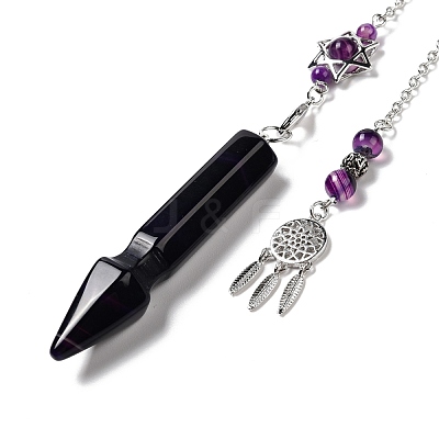 Natural Banded Agate Pointed Dowsing Pendulums G-I322-01P-09-1
