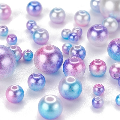 497Pcs 5 Style Rainbow ABS Plastic Imitation Pearl Beads OACR-YW0001-07C-1