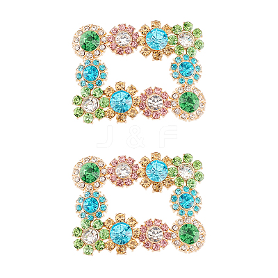 2Pcs Alloy Rhinestone Flower Shoe Decorations FIND-FG0002-40B-1