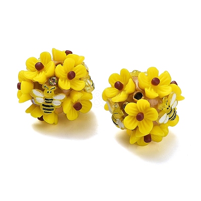 Polymer Clay Rhinestone Beads with Resin X-RESI-Z045-04-1