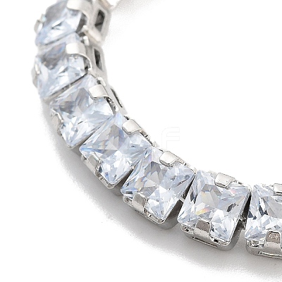 Brass Pave Clear Cubic Zirconia Square Box Chain Slider Bracelets BJEW-B094-10B-P-1