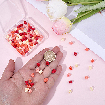 100Pcs 4 Styles Dyed Synthetic Coral Beads CORA-SP0001-18-1