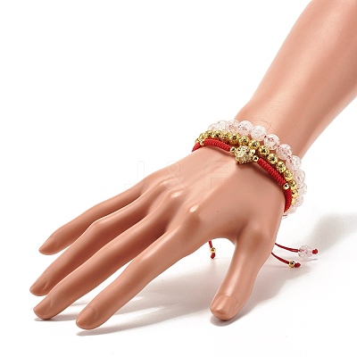 Natural Crackle Quartz & Lava Rock Braided Bead Bracelets Set BJEW-JB07212-04-1