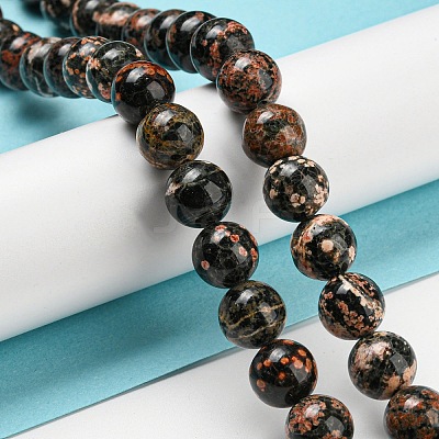 Natural Red Snowflake Obsidian Round Beads Strands G-P503-10MM-06-1