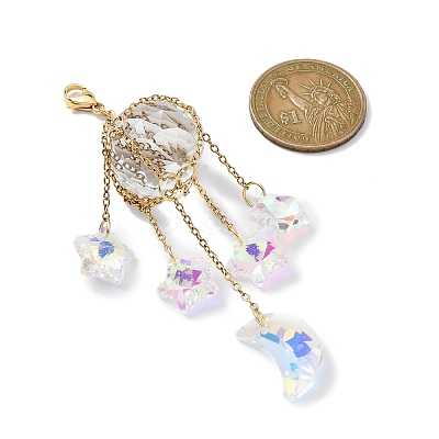 Stainless Steel Cable Chains Pouch Teardrop Pendant Decorations HJEW-JM01577-1