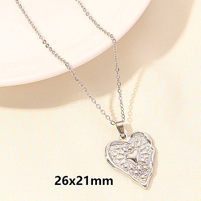 304 Stainless Steel Heart Pendant Necklaces for Men and Women FS-WG1B83F-13-1