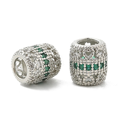 Brass Micro Pave Cubic Zirconia European Beads KK-P297-05P-1