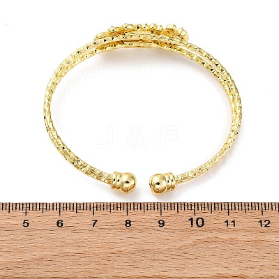 Brass Micro Pave Cubic Zirconia Cuff Bangles for Women BJEW-U025-09G-1