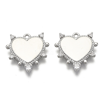 Brass Micro Pave Clear Cubic Zirconia Pendants KK-R136-060P-NF-1