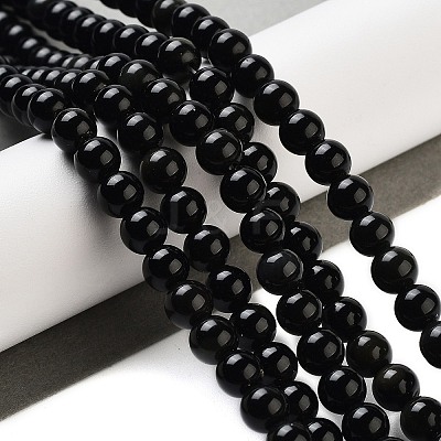 Natural Obsidian Bead Strands G-R173-6mm-02-1