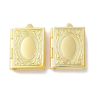 Rack Plating Brass Locket Pendants KK-F090-04G-1