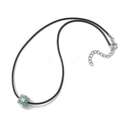 Natural Mixed Stone & Glass Seed Beads Cluster Flower Pendant Necklaces NJEW-MZ00095-1