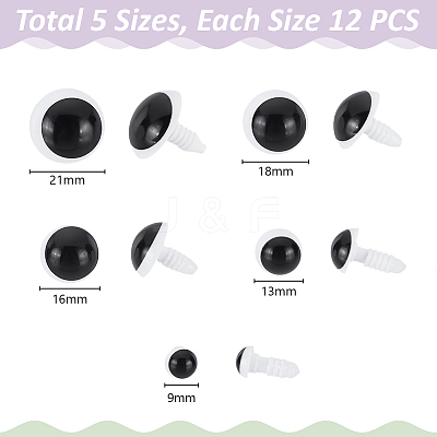 60Pcs 5 Styles Plastic Craft Doll Eye DIY-PH0030-10-1
