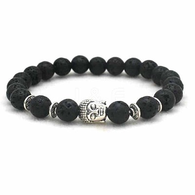 Volcano Stone Buddha Head Elastic Yoga Bracelet DIY Agate Buddha Bead Bracelet NA9896-3-1