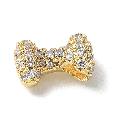Brass Micro Pave Cubic Zirconia Beads KK-P290-61G-I-1