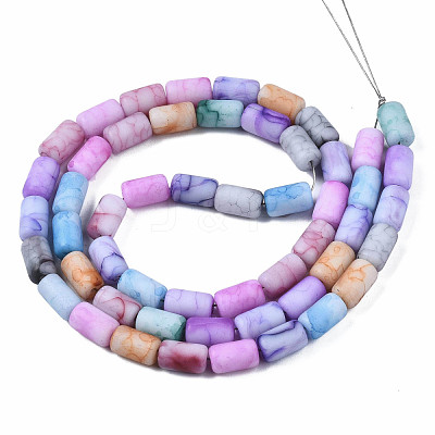 Opaque Baking Paint Crackle Glass Beads Strands FGLA-T004-01I-1