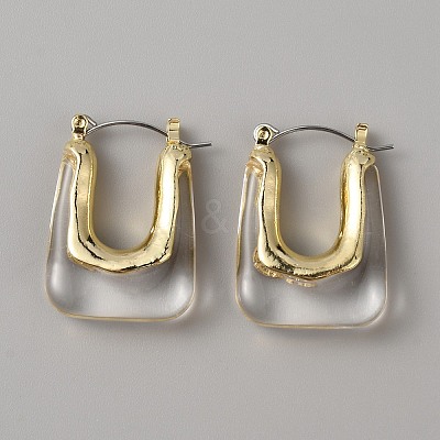 Acrylic Rectangle Hoop Earrings EJEW-WH0012-039A-1