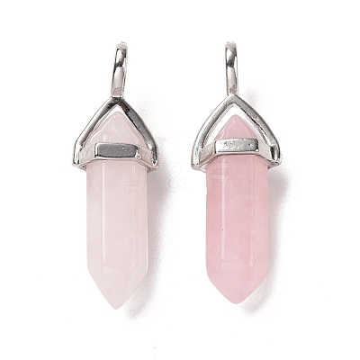 Natural Rose Quartz Pointed Pendants G-K329-52P-1
