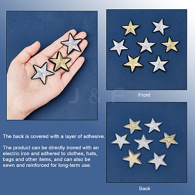 40Pcs 2 Style Star Pattern Cloth Computerized Embroidery Iron On/Sew On Patches PATC-GA0001-07-1
