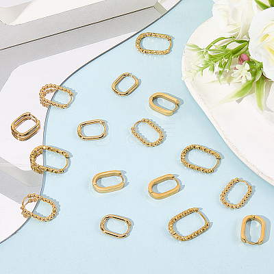 4 Styles Stainless Steel Huggie Hoop Earrings Sets for Women EJEW-SC0001-74-1