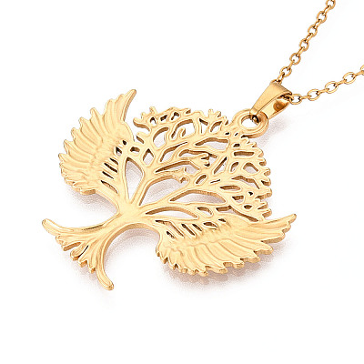 304 Stainless Steel Pendant Necklaces NJEW-T018-09G-1