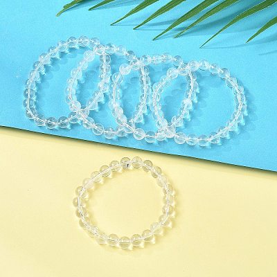 Natural Quartz Crystal Beaded Stretch Bracelets BJEW-Q692-46-8mm-1
