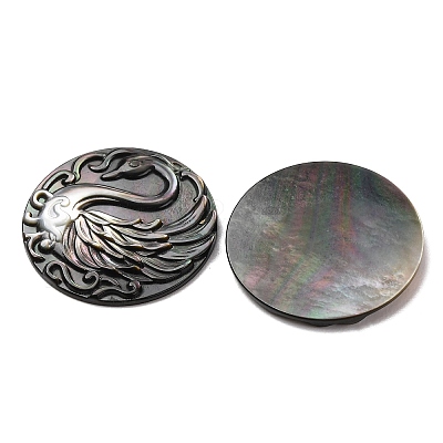 Natural Black Lip Shell Carved Cabochons SHEL-G024-03A-1