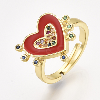 Adjustable Brass Micro Pave Cubic Zirconia Finger Rings RJEW-S044-062A-1