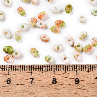 Two Tone Baking Paint Glass Seed Beads SEED-C003-01J-1