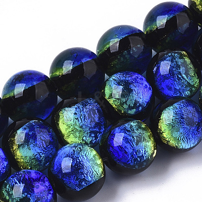 Handmade Silver Foil Glass Lampwork Beads Strands FOIL-T003-03B-1