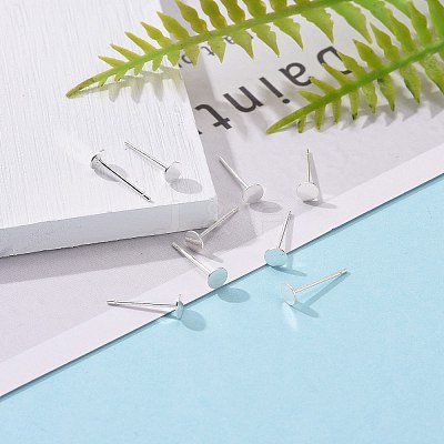 925 Sterling Silver Flat Pad  Stud Earring Findings STER-K167-045C-S-1