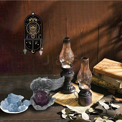 DIY Oval Poplar Wood Wall Display Stand Decorations DJEW-CN0001-18A-1