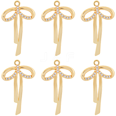 12Pcs Brass Micro Pave Clear Cubic Zirconia Pendants KK-BBC0022-12-1