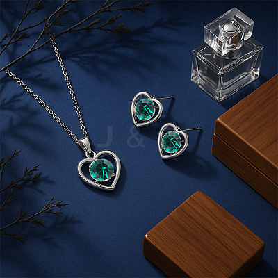 Glass Heart Jewelry Set SJEW-HY0001-13B-1