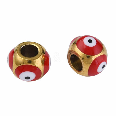 201 Stainless Steel Enamel Beads STAS-N087-59-01G-1