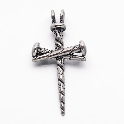 Retro 304 Stainless Steel Cross Gothic Pendants X-STAS-E094-08AS-1