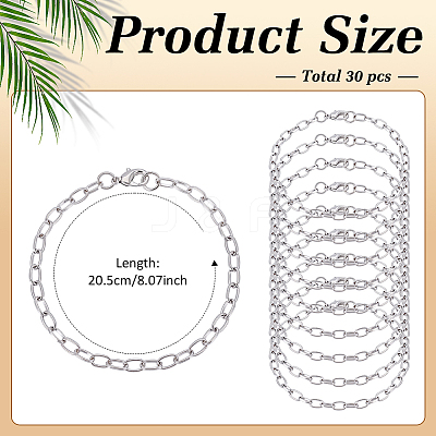 30Pcs Iron Cable Chain Bracelets IFIN-ME0001-34P-1