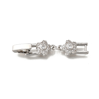 Brass Micro Pave Clear Cubic Zirconia Fold Over Clasps KK-R222-06P-1