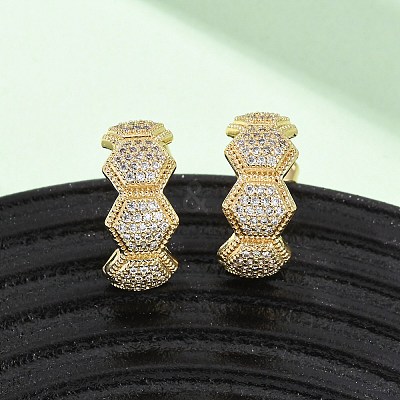 Brass Micro Pave Cubic Zirconia Stud Earrings EJEW-B153-03G-1