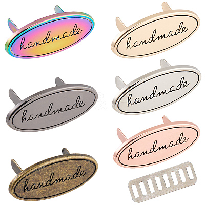 12Pcs 6 Colors Oval Handmade Alloy Decorative Buckles PURS-GF0001-10-1
