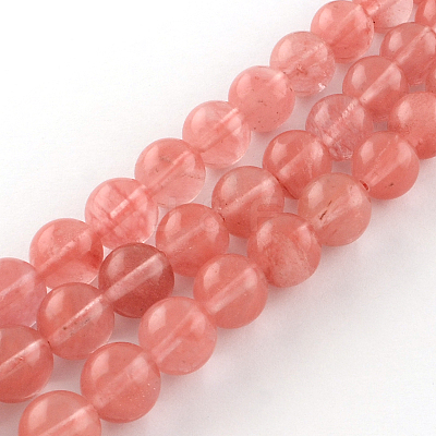 Cherry Quartz Glass Beads Strands X-G-R342-8mm-16-1