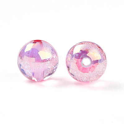 UV Plating Transparent Rainbow Iridescent Acrylic Beads TACR-D010-07E-1