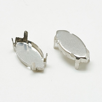 Non-Tarnish 201 Stainless Steel Sew on Prong Settings STAS-T032-04-9x18mm-1