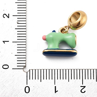 304 Stainless Steel Enamel European Dangle Charms STAS-U005-22G-1