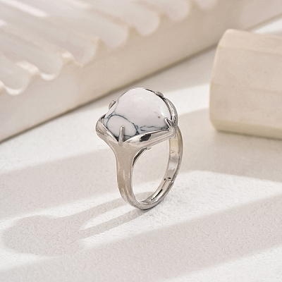 Heart-shaped Natural Howlite Women's Ring VA9361-4-1